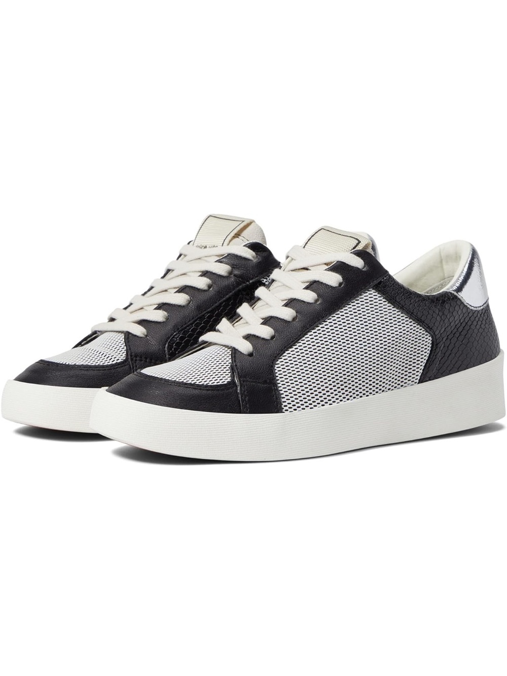 Dolce Vita Ledger Black & White Low-Top Mesh Leather Sneakers